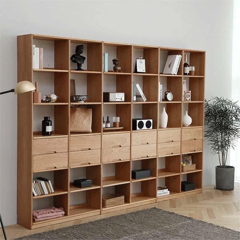 北欧全实木黑胡桃木书架置物架多层书柜极简木蜡油轻奢型书架 - 图0