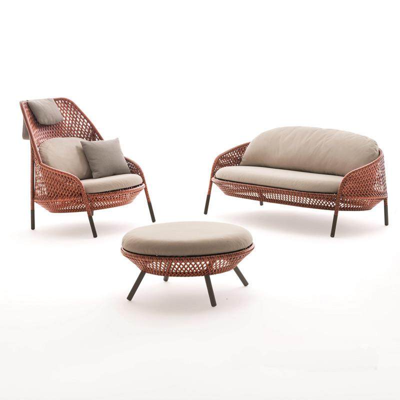 北欧户外藤编沙发设计师休闲藤椅别墅庭院花园露台防水沙发椅家具,淘宝优惠券,粉丝福利购,淘宝优惠卷