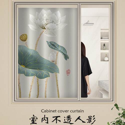 厨房卫生间窗帘防水防油遮挡帘免打孔安装防晒遮光布2024新款专用 - 图1