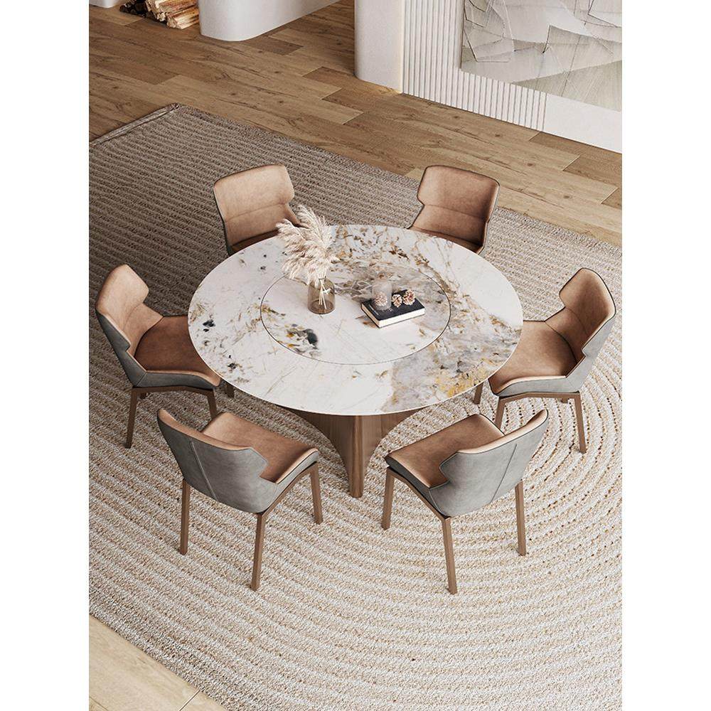 明亮的石板餐桌圆桌，内置转盘隐形电磁炉小公寓圆桌供家庭使用10,淘宝优惠券,粉丝福利购,淘宝优惠卷