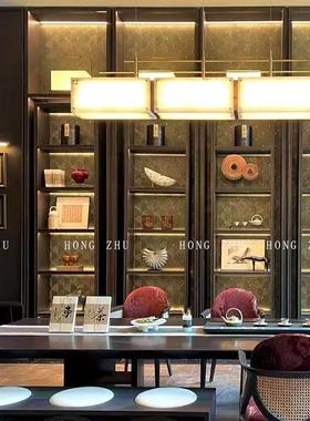 新中式样板间茶室茶桌台面摆件茶水间茶柜茶叶罐售楼处会所陈列架