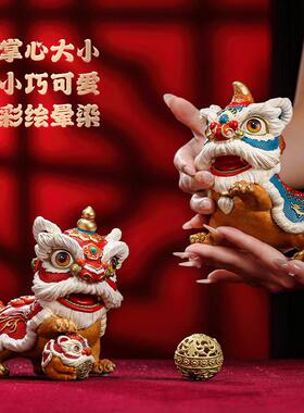 全铜工艺礼品摆饰国潮醒狮舞狮一对摆件乔迁开 业家居办公桌面装