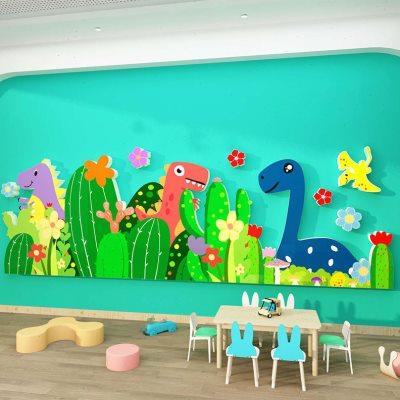 幼儿园恐龙仙人掌动物环创主题文化背景墙面装饰成品走廊布置材料 - 图0