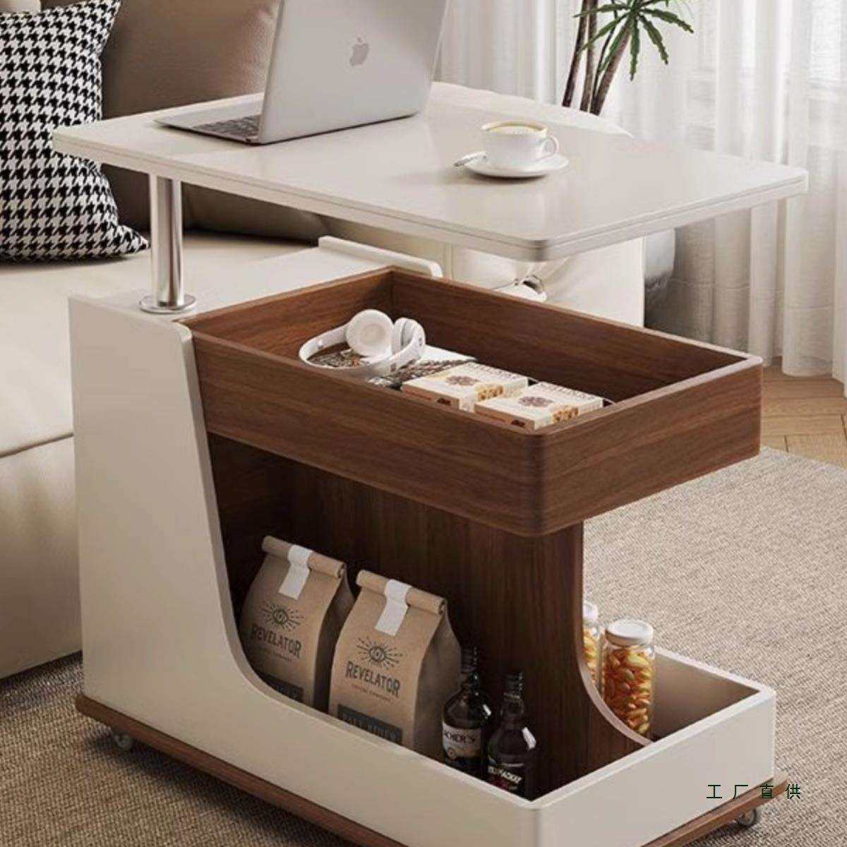 实木边几可移动沙发边柜侧边柜小户型客厅储物小推车岩板升降茶几,淘宝优惠券,粉丝福利购,淘宝优惠卷