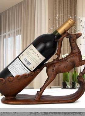 创意红酒架摆件欧式梅花鹿家居工艺品客厅酒柜博古架隔断柜装饰品