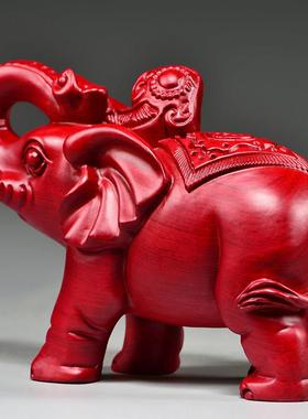 红花梨木大象摆件家居办公室玄关装饰一对木象工艺品开业新居送礼