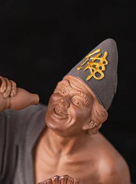 醉酒济公佛像摆件陶瓷人物雕像降龙罗汉禅意家居博古架桌面装饰品