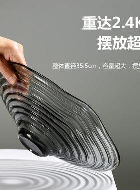 意式定制手工玻璃创意果盘轻奢餐桌装饰摆件设计师客厅茶几水果盘