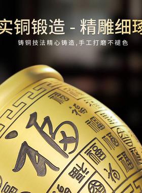 黄铜百福米缸元宝聚财聚宝盆摆件客厅家居招财进宝大号存钱罐开业