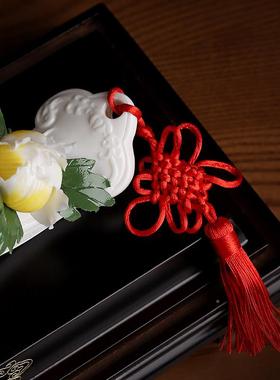 牡丹瓷花卉如意陶饰品客厅无障碍豪高端饰办公酒柜入瓷口装礼QSE