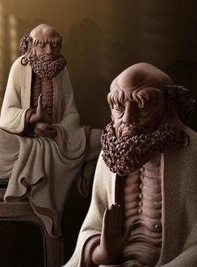 久装造紫禅砂意达摩祖师摆件中TBO式公家居客厅玄关饰办室工艺品