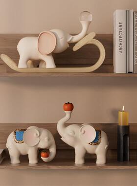 寓意招财大象摆件古高档搬家迁新居礼物轻创意YZ202405奢风客厅酒