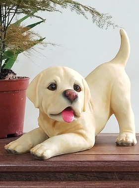 仿真可爱狗狗模型房间家居桌面装饰树脂工艺品趴着拉布拉多小摆件