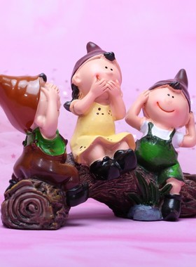 创意树脂工艺品现代家饰可爱摆件三不娃娃不看不听不说生日礼物