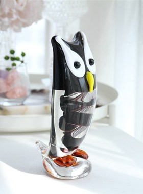意器琉璃摆件猫头鹰轻奢客厅玄关桌面现代简约样板间装.饰软装送