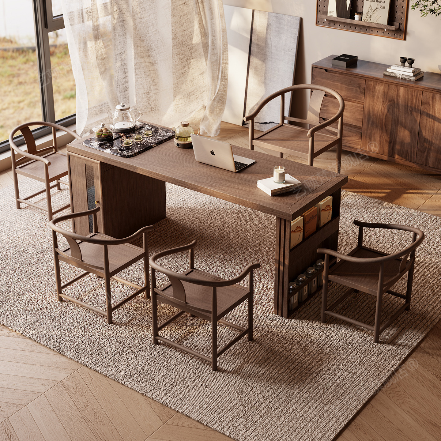 白蜡木茶桌椅组合现代高级感办公室茶台一体阳台实木小茶桌泡茶台,淘宝优惠券,粉丝福利购,淘宝优惠卷