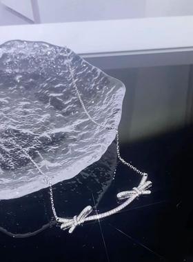 S925纯银蝴蝶结微笑高级感锁骨链