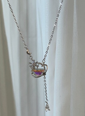 S925纯银浪漫雪域极光月光石项链