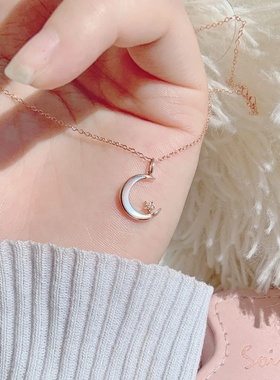 s925纯银轻奢小众月亮项链