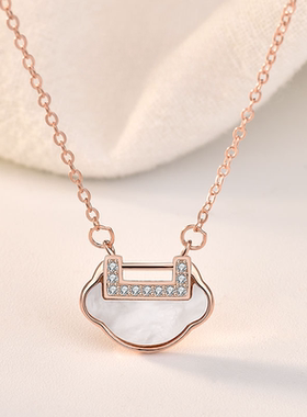 S925纯银轻奢小众福气平安锁项链