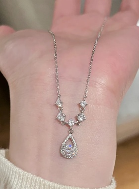 S925纯银轻奢小众人鱼之泪项链