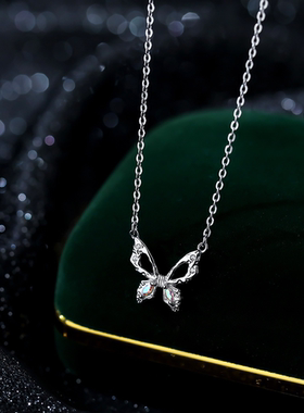 S925纯银镂空蝴蝶项链