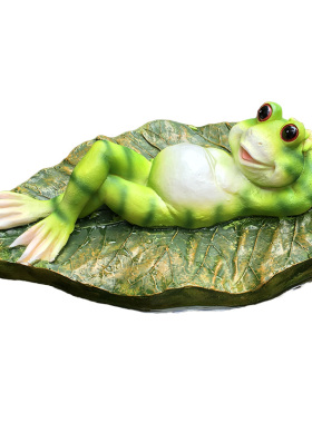 户外庭院假山鱼缸水景鱼池装饰造景物创意卡通动物浮水青蛙摆件