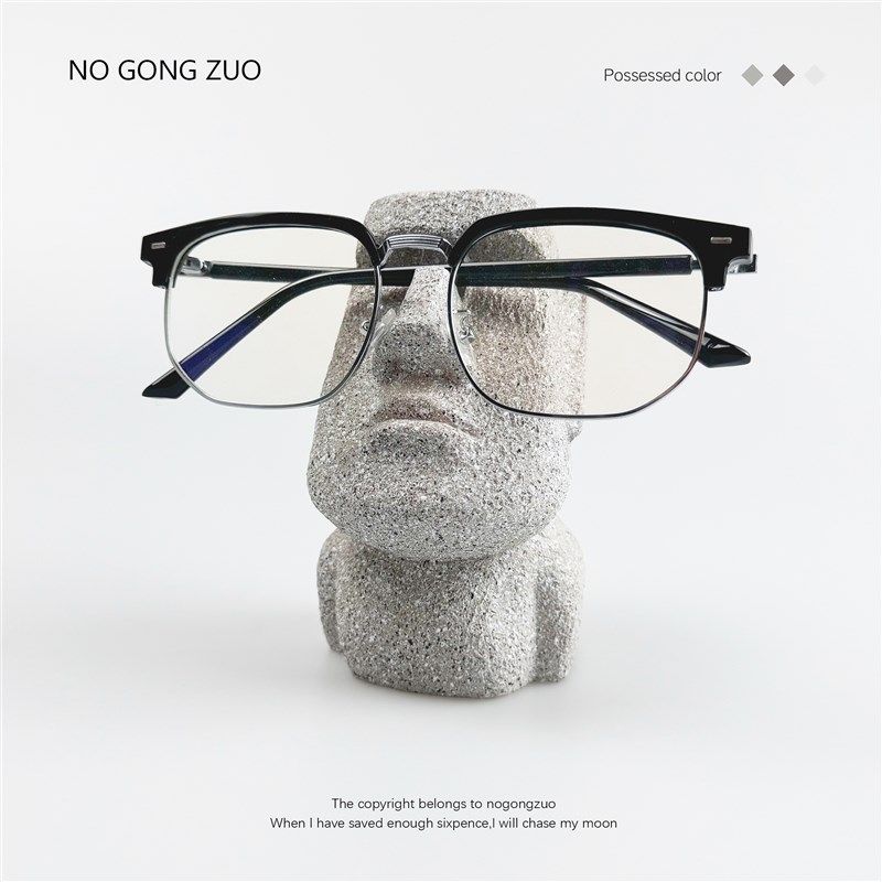 给原始人戴个眼镜~摩艾石像趣D味桌面摆件创意眼镜支架礼品,淘宝优惠券,粉丝福利购,淘宝优惠卷