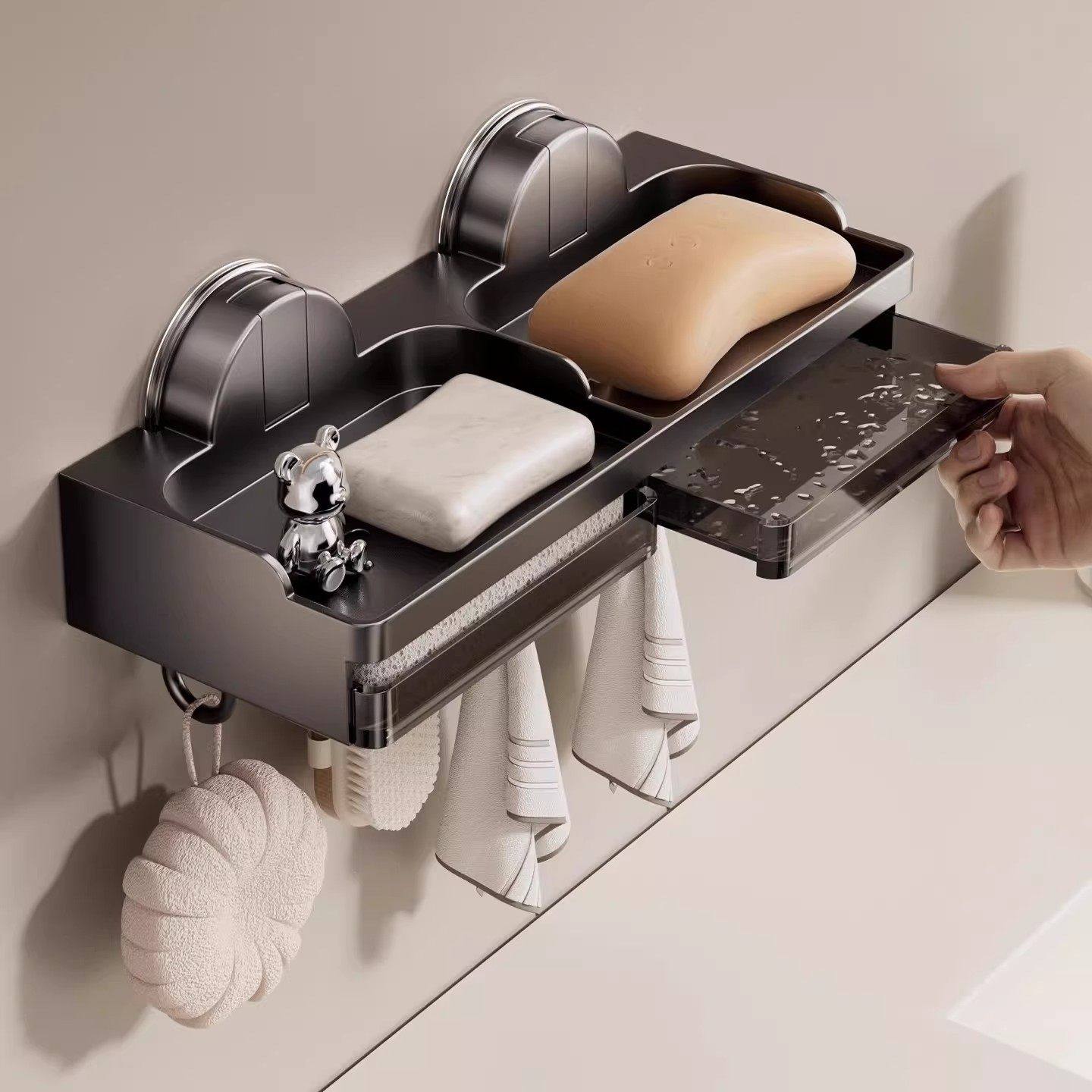 吸盘肥皁盒壁挂式浴室阳台洗衣池香皁收纳沥水置物架吹风机置物架,淘宝优惠券,粉丝福利购,淘宝优惠卷