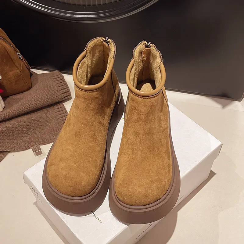 厚底勃肯短靴女2025年秋冬新款复古平底小短靴爆款百搭时尚瘦瘦靴 - 图3
