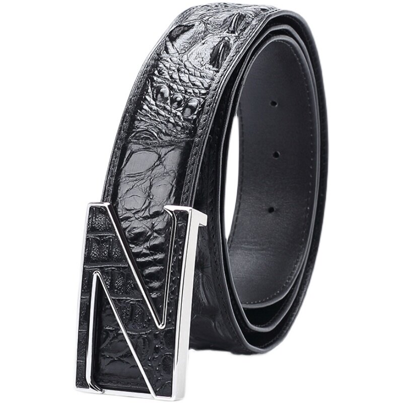 正宗真鳄鱼皮皮带男真皮正品高档名牌腰带男士轻奢侈品平滑扣裤带