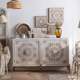 American retro carved porch cabinet sofa side cabinet storage cabinet solid wood side cabinet white decorative cabinet storage cabinet