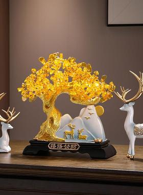 招财鹿流沙画摆件家居客厅玄关柜电视柜装饰品办公室乔迁开业礼物