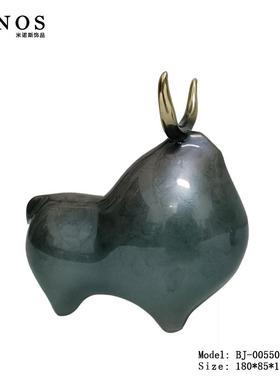 欧式中国风玄关电视柜萌牛艺术摆件现代简约新中式抽象牛软装饰品