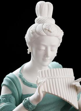 东方泥土新中式古典艺术美女客厅玄关酒柜书房博古架高档会所摆件