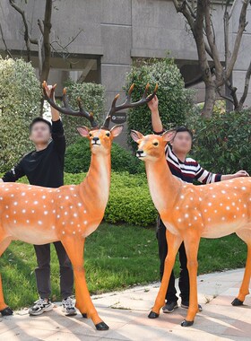 户外公园玻璃钢雕塑仿真发光梅花鹿摆件花园林景观艺术品装饰美陈