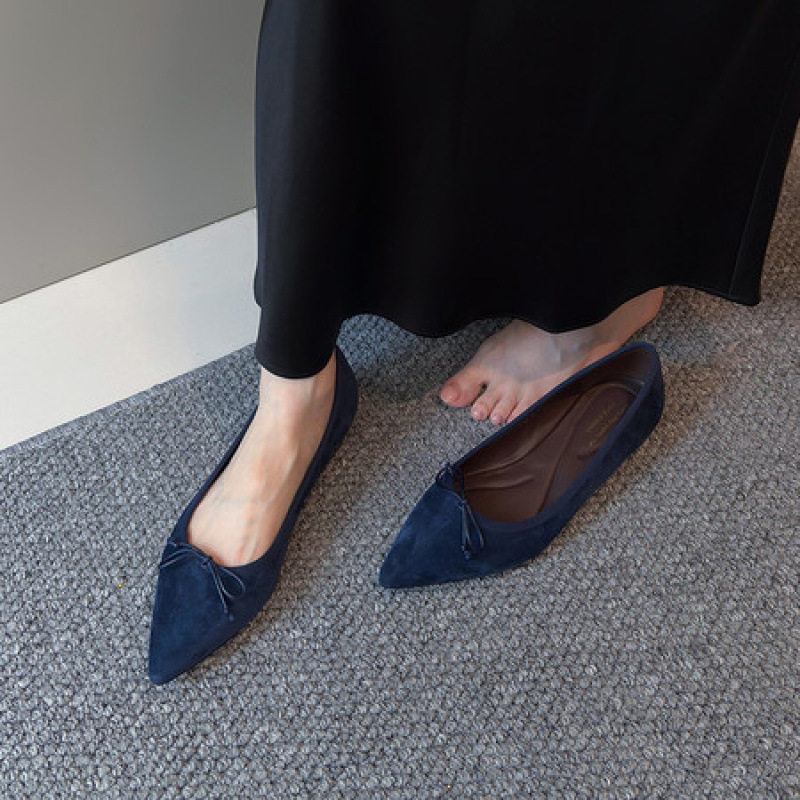 2025新款羊皮尖头蝴蝶结浅口单鞋女内增高复古时尚百搭舒适平底鞋,淘宝优惠券,粉丝福利购,淘宝优惠卷