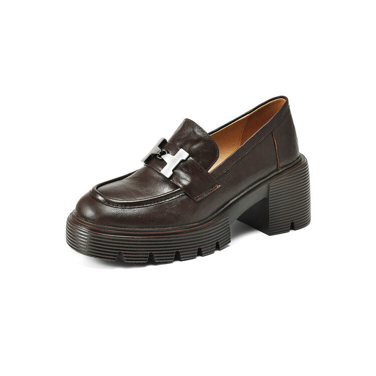 2024英伦风金属扣小皮鞋女粗跟单鞋女春秋复古羊皮厚底高跟乐福鞋,淘宝优惠券,粉丝福利购,淘宝优惠卷