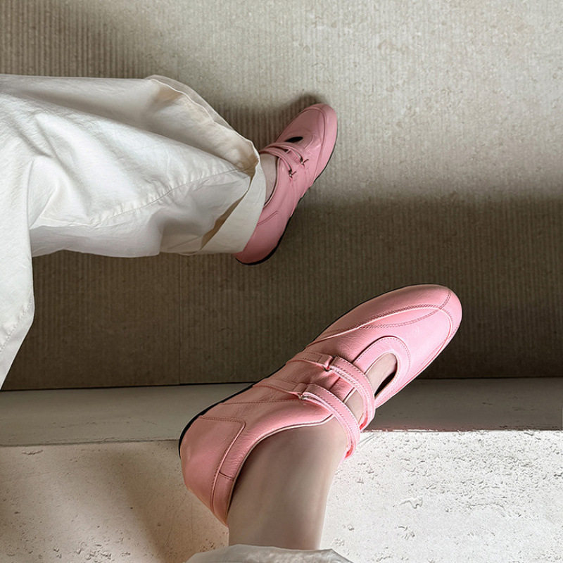 牛皮版~真皮魔术贴运动玛丽珍鞋百搭圆头休闲鞋女平底芭蕾德训鞋,淘宝优惠券,粉丝福利购,淘宝优惠卷