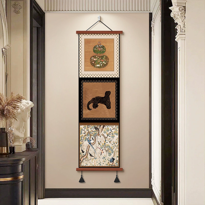 法式中古艺术玄关装饰画2026新款创意餐厅背景墙壁画客厅卷轴挂画,淘宝优惠券,粉丝福利购,淘宝优惠卷