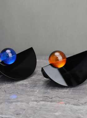 现代简约创意几何拼接水晶艺术摆件样板间玄关客厅茶几家居装饰品