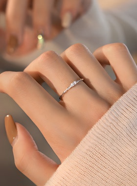 海丽珞思S925银锆石开口戒指女