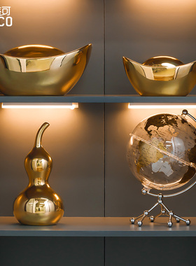 乔迁新居礼品f金元宝摆件酒柜电视柜家居装饰品玄关开业送礼好寓