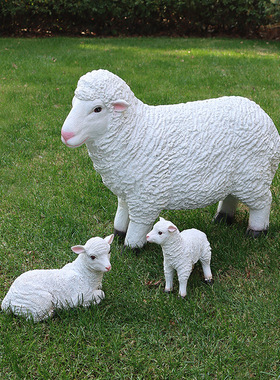 仿真白羊花园庭院布置院子草坪装饰玻璃钢工M艺品景观动物园艺摆