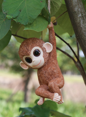 花园装饰 庭院摆件户外树上装饰 创意K 仿真动物树脂小猴子摆件
