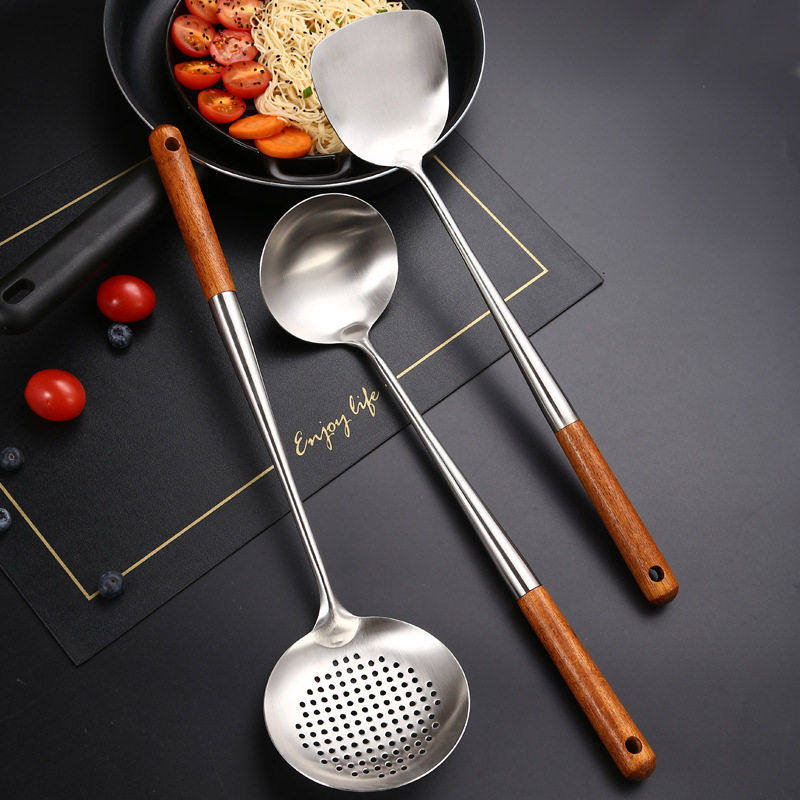 304不锈钢炒铲炒勺加长柄汤勺家用锅铲厨师木柄炒菜铲子厨具套装,淘宝优惠券,粉丝福利购,淘宝优惠卷