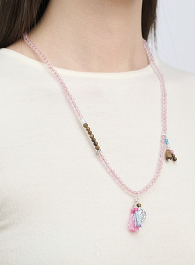 子休沉香粉水晶女款项链生日礼物