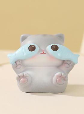 布丁喵迷你摆件治愈解压办公室工位桌面装饰品创意汽车车载车内饰