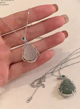 999纯银佛公和田玉吊坠轻奢项链