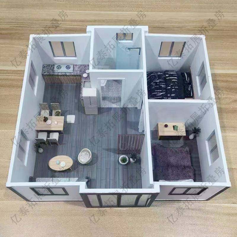 外贸木纹双翼折叠箱房户外拓展箱房两室一厅可移动扩展预制活动房,淘宝优惠券,粉丝福利购,淘宝优惠卷